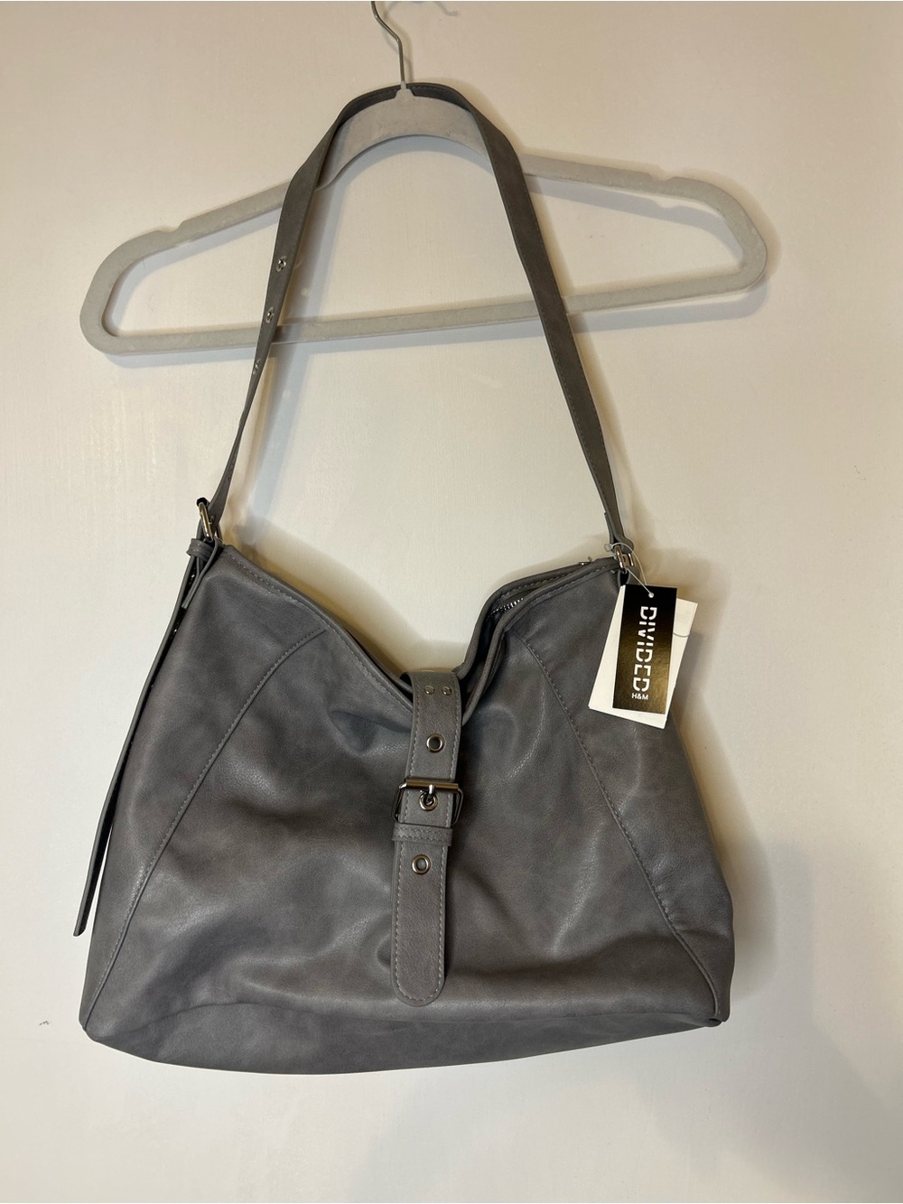 NWT Divided from H&M Gray Hobo Shoulder Bag with Buckle Strap